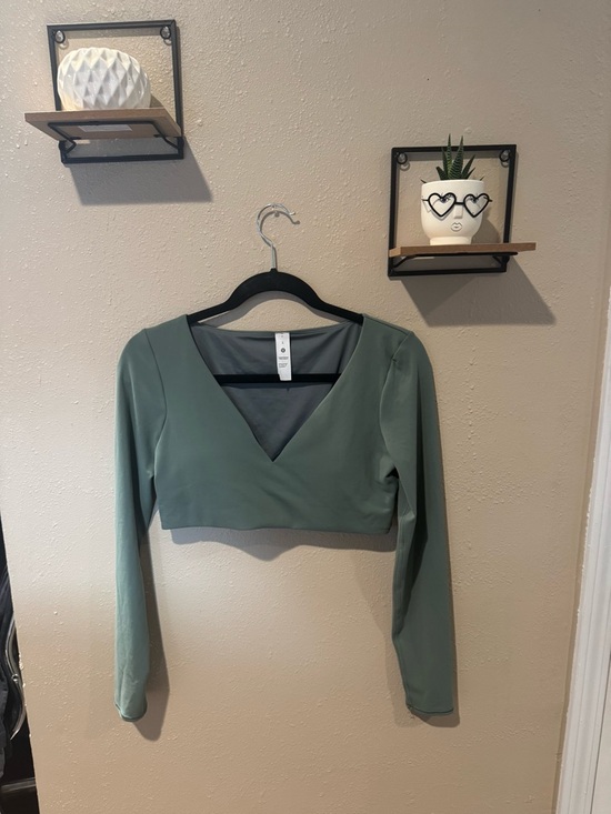 lululemon athletica Tops - lululemon athletica Long Sleeve V-Neck Crop Top - Sage